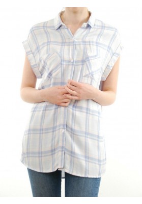 RAILS Britt - Sky/Pink/Melange Check Shirt (Sleeveless)