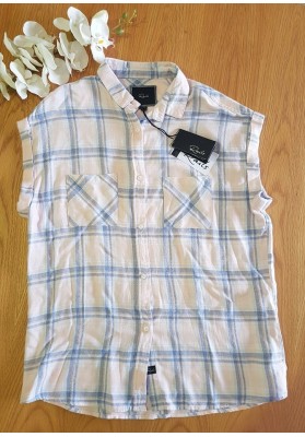 RAILS Britt - Pink/Blue Melange Check Shirt (Sleeveless) - RRP:$270