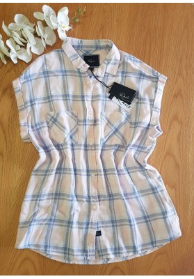 RAILS Britt - Pink/Blue Melange Check Shirt (Sleeveless) - RRP:$270