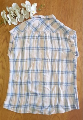 RAILS Britt - Pink/Blue Melange Check Shirt (Sleeveless) - RRP:$270