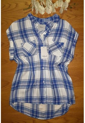 RAILS Britt - White Blue Lilac Check Shirt (Sleeveless) - RRP:$270