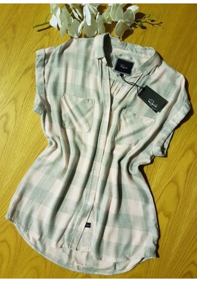 RAILS Britt - Pink & Grey Check Shirt (Sleeveless) - RRP:$270