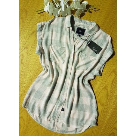 RAILS Britt - Pink & Grey Check Shirt (Sleeveless) - RRP:$270