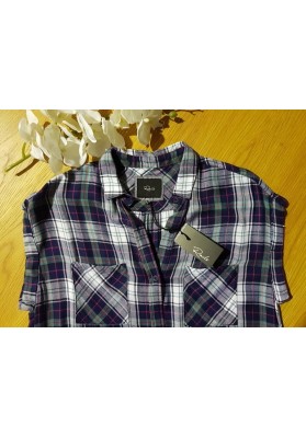 RAILS Britt - Blue, White Green with Red Stripes Check Shirt (Sleeveless)