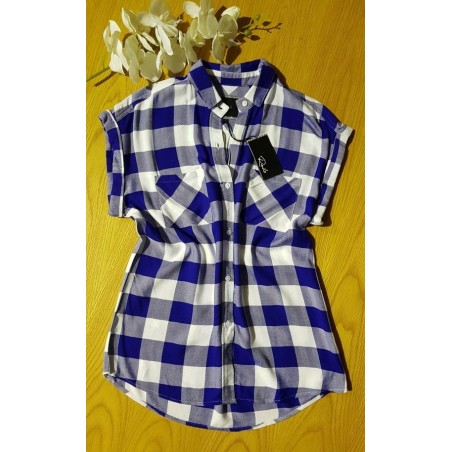 RAILS Britt - Cobalt & White Check Shirt (Sleeveless) - RRP:$270