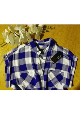 RAILS Britt - Cobalt & White Check Shirt (Sleeveless) - RRP:$270