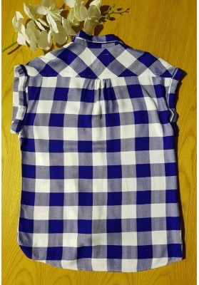 RAILS Britt - Cobalt & White Check Shirt (Sleeveless) - RRP:$270