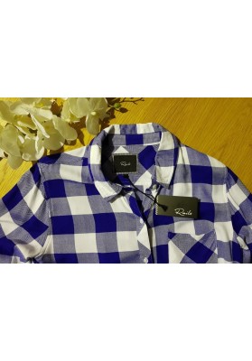 RAILS Hunter - Cobalt & White Check Shirt (L Sleeve) - RRP:$270