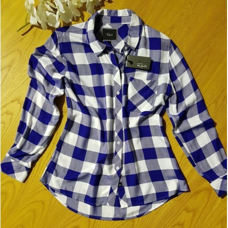 RAILS Hunter - Cobalt & White Check Shirt (L Sleeve) - RRP:$270