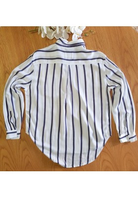 RAILS Ellie - White/River Stripe Shirt (L Sleeve) - RRP:$210