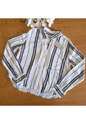 RAILS Dana - Feather Stripe Shirt  - White (L Sleeve) - RRP:$260