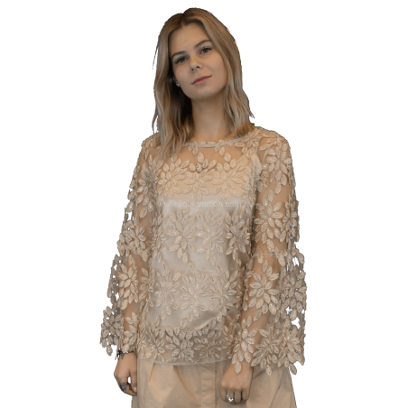 Ottod'ame - Lace Top with Detail - 3/4 Sleeves -  SZ:AU10 - RRP:$375