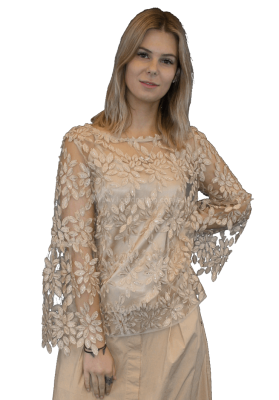 Ottod'ame - Lace Top with Detail - 3/4 Sleeves -  SZ:AU10 - RRP:$375