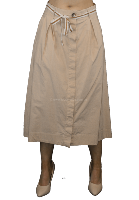 Ottod'ame - Cotton Midi Skirt with Belt - Beige -  SZ:AU10 - RRP:$375