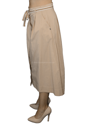 Ottod'ame - Cotton Midi Skirt with Belt - Beige -  SZ:AU10 - RRP:$375