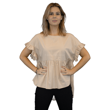 Ottod'ame - Short Sleeve Blouse - Beige - SZ:AU10 - RRP:$375