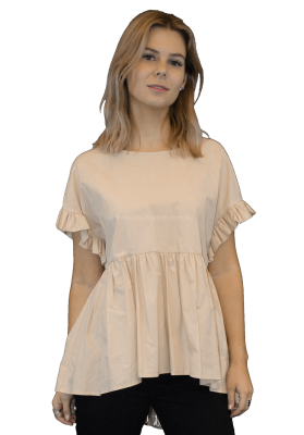 Ottod'ame - Short Sleeve Blouse - Beige - SZ:AU10 - RRP:$375