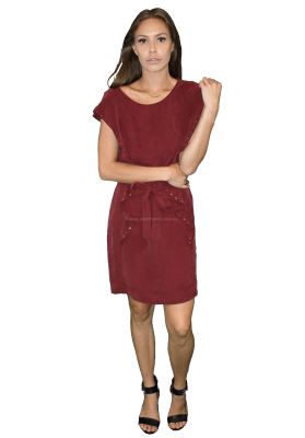 NUE 19.04 - Danel Burgundy Short Sleeve Dress - Short -SZ: AU8 RRP:$270