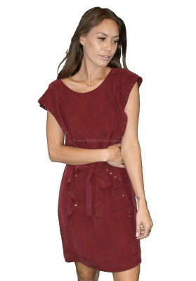 NUE 19.04 - Danel Burgundy Short Sleeve Dress - Short -SZ: AU8 RRP:$270