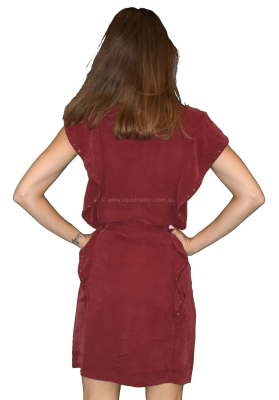 NUE 19.04 - Danel Burgundy Short Sleeve Dress - Short -SZ: AU8 RRP:$270