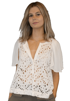 NUE 19.04 - Trudy S/Sleeve Ivory Top -SZ: AU8 RRP:$568