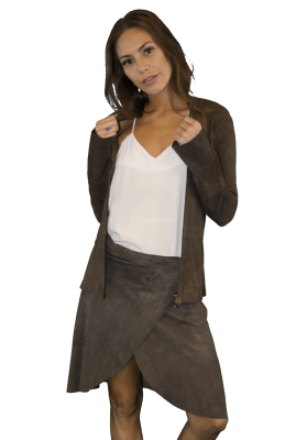 Rabens Saloner - Suede Wrapover Skirt - Brown -SZ: AU10 RRP:$729