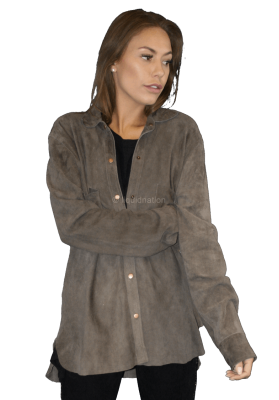 Rabens Saloner - Suede Boyfriend Shirt - Brown -SZ: AU10 RRP:$785